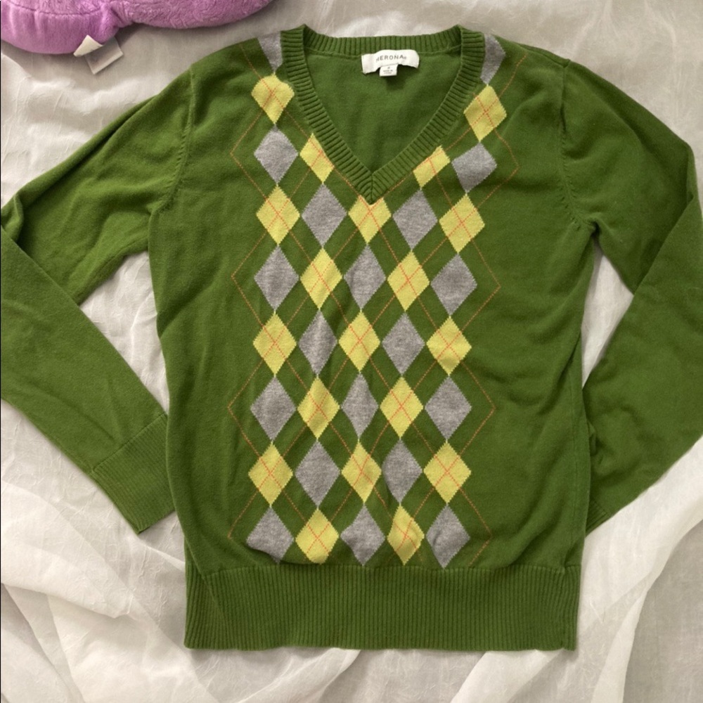 Green merona argyle sweater